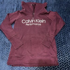 Calvin Klein Performance Women’s Sweatshirt Size S Turtleneck Burgundy